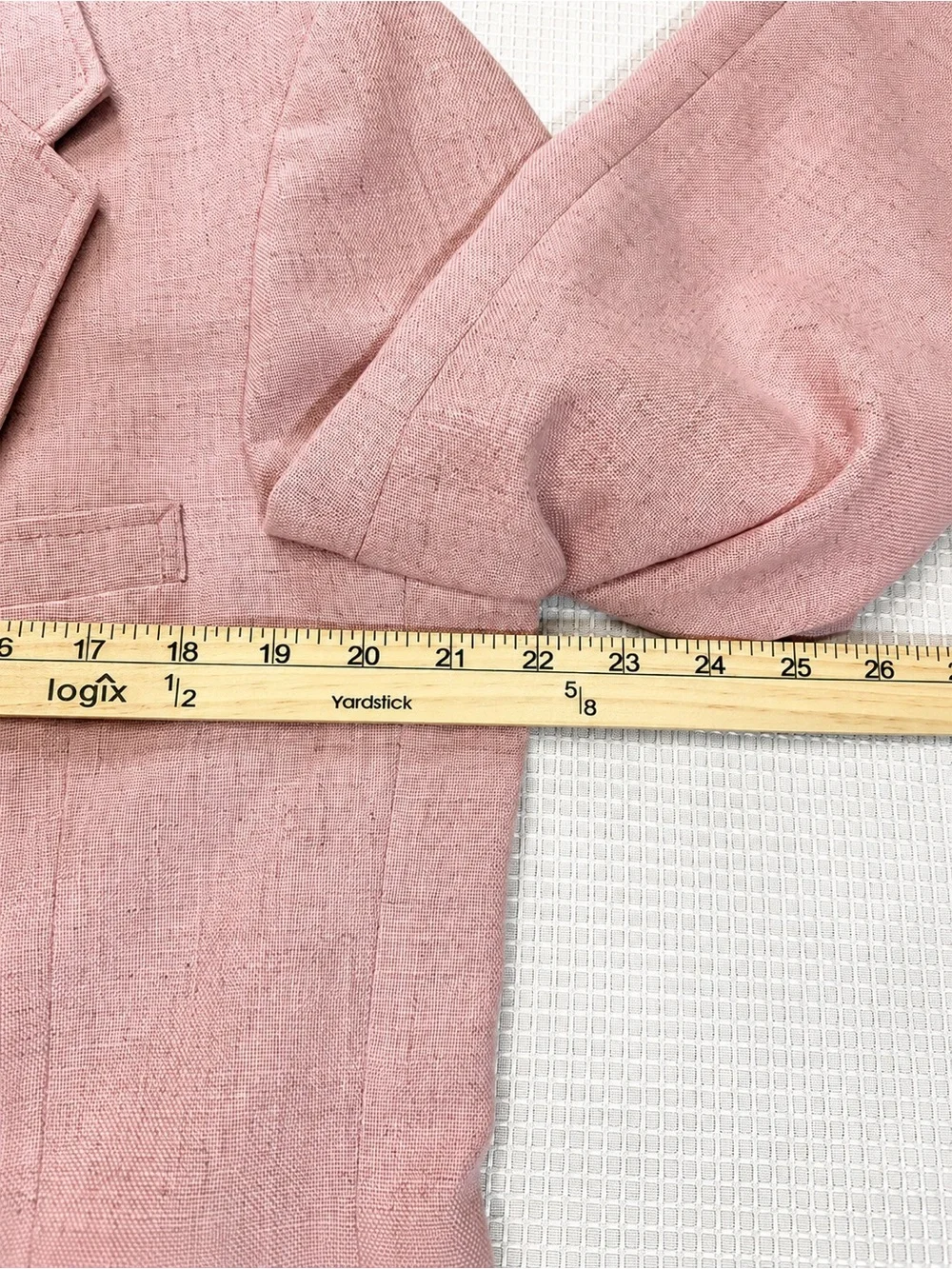 Vtg 70s Summer Slub Linen Blend Blazer Mens 44L Patch Pockets Preppy Pink